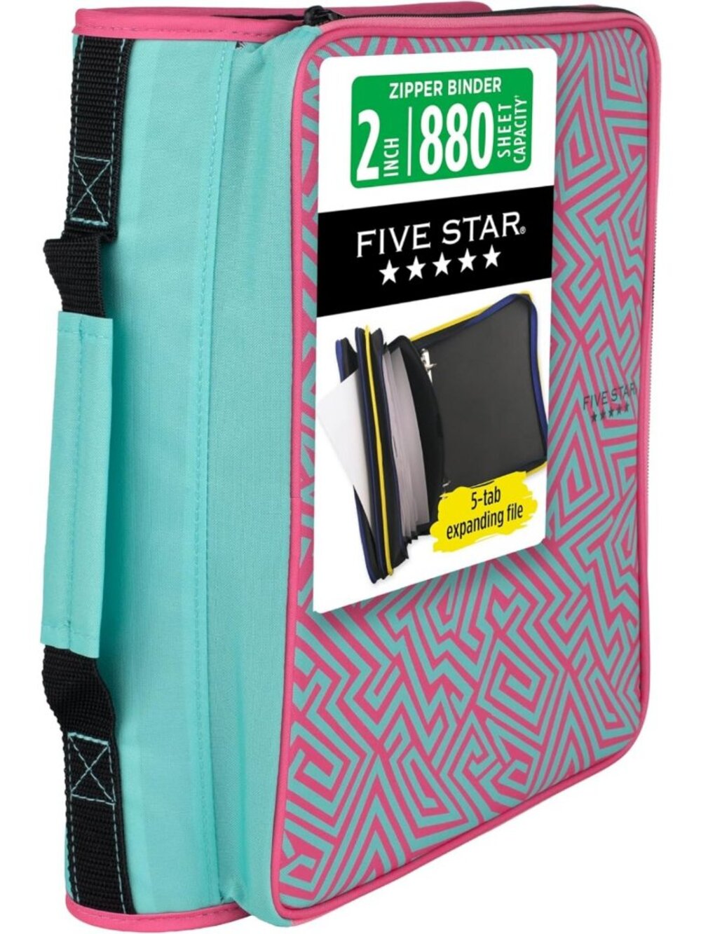 2-Inch Zipper Binder Organizer with O-Rings, Multi-Access & 5-Tab File Folder